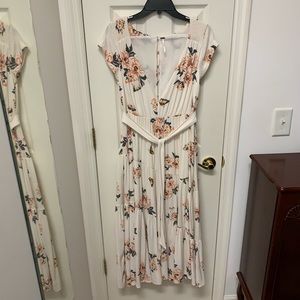 Free People White Floral Midi Dress